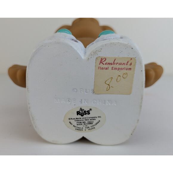 VTG Russ Easter Bunny Ears Troll Doll 5" Girl Peach Hair White Bunny Slippers - Picture 6 of 6